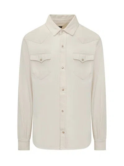 Alanui Raw Denim Shirt In Beige