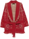 Alanui Cashmere Bandana Cardigan Fringe Detail In Burgundy