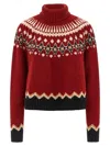 Alanui Cozy Turtleneck Knitwear With Fair Isle Design In Red