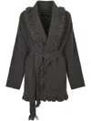 Alanui Relaxed Fit Cashmere Cardigan With Shawl Collar And Fringed Edges In Gray