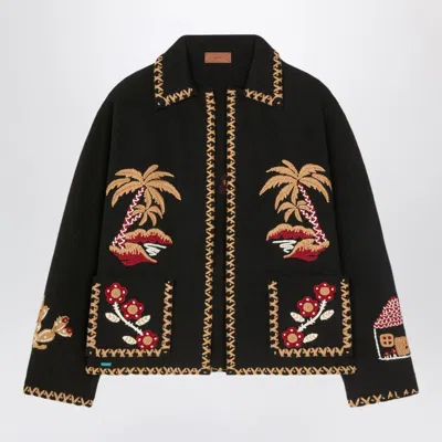 Alanui Remember Me Embroidered Whipstitch-trim Jacket In Black