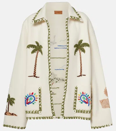 Alanui Bestickte Jacke Remember Me Aus Schurwolle In Weiss