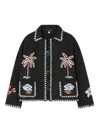 Alanui Remember Me Embroidered Palm-tree Jacket In Black