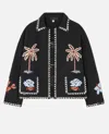 Alanui Remember Me Embroidered Palm-tree Jacket In Black