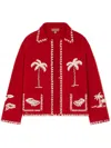 Alanui Remember Me Palm-tree Car Wool Jacket In Red