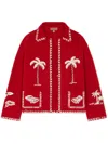 Alanui Remember Me Palm-tree Car Wool Jacket In Red
