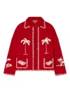 Alanui Remember Me Palm-tree Car Wool Jacket In Red