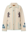 Alanui Intricately Embroidered Virgin Wool Jacket With Boxy Silhouette In Neutral