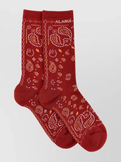 Alanui Ribbed Cuffs Paisley Mid-calf Socks