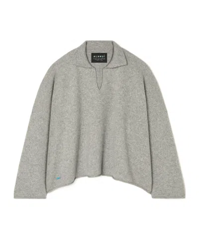 Alanui Ribbed Polo Neck Top In Gray
