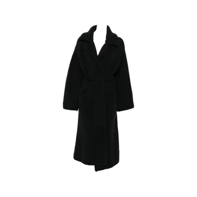Alanui Ribbed-knit Belted Coat In Black