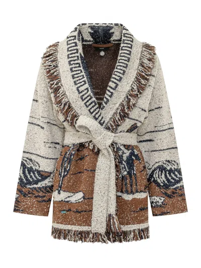 Alanui Riding The Waves Cardigan In Brown A Wh