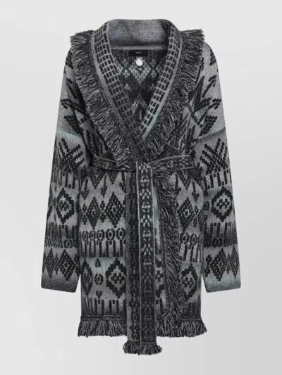 Alanui Time To Shine Dark Grey Jacquard Cardigan
