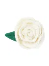 Alanui Rose-embroidered Brooch In White