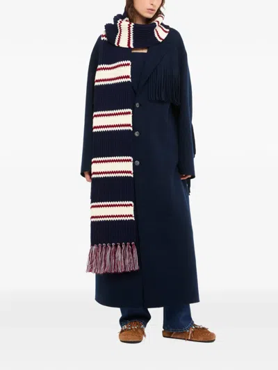 Alanui Rugby Club Striped Fringed Scarf In Blue