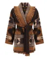Alanui Icon Jacquard Fringe Belted Cashmere Cardigan In Multicolor
