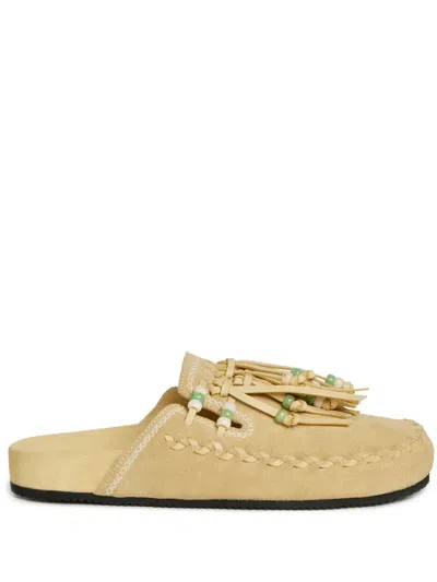 Alanui Salvation Fringed Slippers In Neutrals