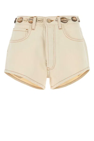 Alanui Sand Denim Ocean Dream Shorts In Neutral