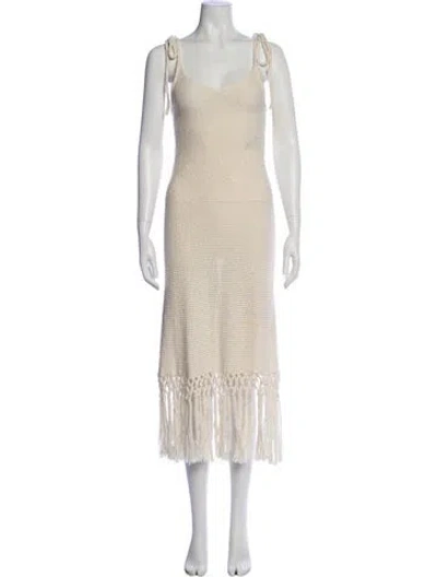Pre-owned Alanui Scoop Neck Long Dress In Neutral