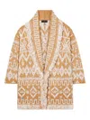 Alanui Send Beat Geometric-pattern Fringed Cardi-coat In Multi