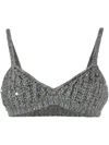 Alanui Sequinned Knitted Crop Top In 0808 Fancy Grey Fancy Grey