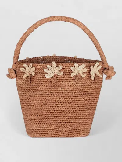 Alanui Shadow Palm Basket Bag Floral Handle