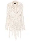 Alanui Knitwear Cardigan With Frayed Edge And Fringe Detailing In Beige