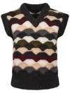 Alanui Shattered Stripes Knit Vest In Black