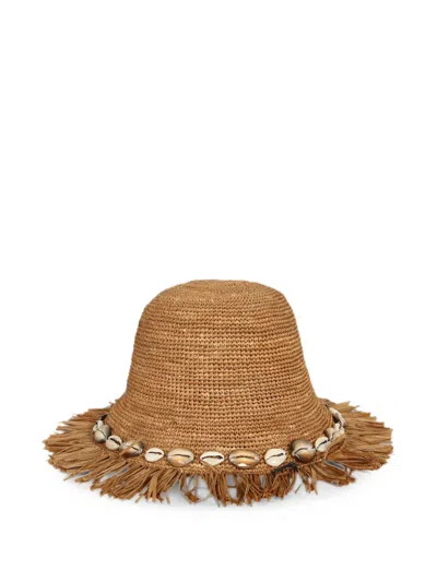 Alanui Shell-embellished Fringed Hat In Brown