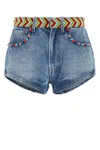 Alanui Denim Memories On The Savannah Shorts In Blue