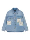 Alanui Light Blue Denim Overshirt With Crochet Lace Accents In Blue