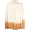 Alanui Denim Overshirt With Dip-dye Effect In Brown