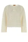 Alanui Crochet Sweater With Fringe And Lace In Neutral
