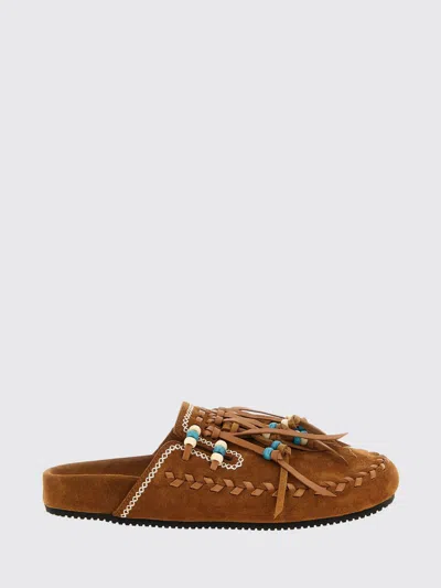 ALANUI ALANUI SUEDE SLIPPERS WITH FRINGES AND BEADS,I42049032