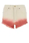 Alanui Papaya Ombre Dip Dye Frayed Denim Shorts In Neutral