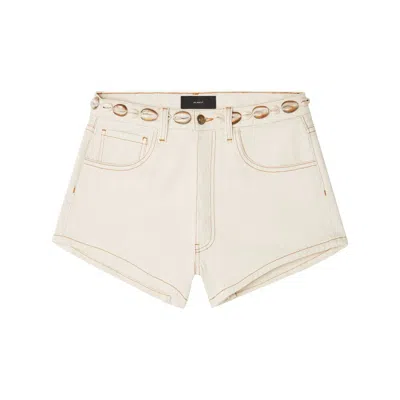 Alanui Sand Denim Ocean Dream Shorts In Neutral