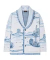 Alanui Silent Rider Landscape-intarsia Fringed Cardigan In Blue