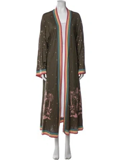 Pre-owned Alanui Silk Printed Sweater In Green