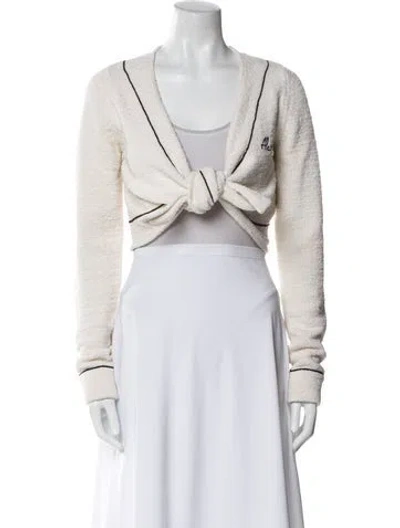 Pre-owned Alanui Silk V-neck Sweater In Neutral