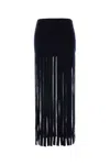 Alanui Fringe Detailing High Waist Midi Length Skirt In Blue