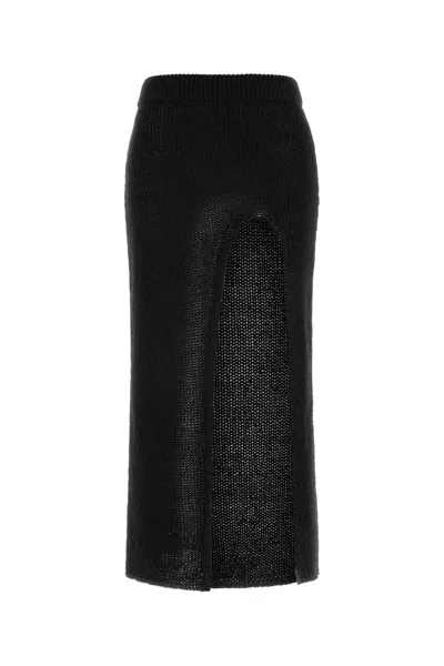 Alanui Slate Knit Island Memories Mini Skirt In Black