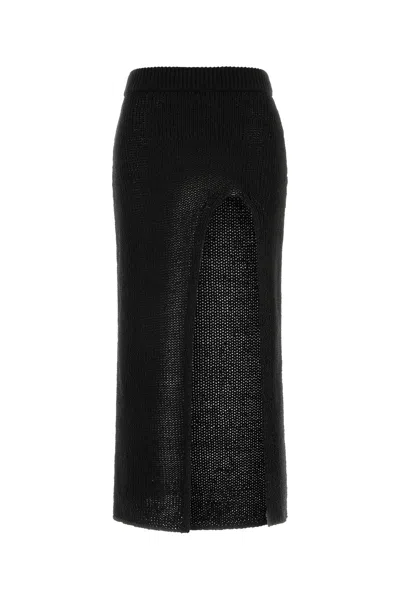 Alanui Slate Knit Island Memories Skirt In Black