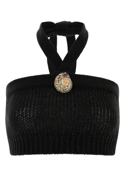 Alanui Slate Polyester Blend Island Memories Crop-top In Black