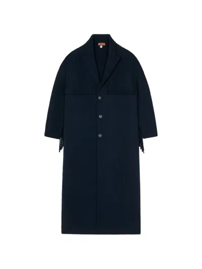 Alanui Spirit Of The West Fringe-detail Coat In Blue