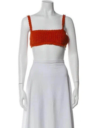 Pre-owned Alanui Square Neckline Sleeveless Crop Top In Orange
