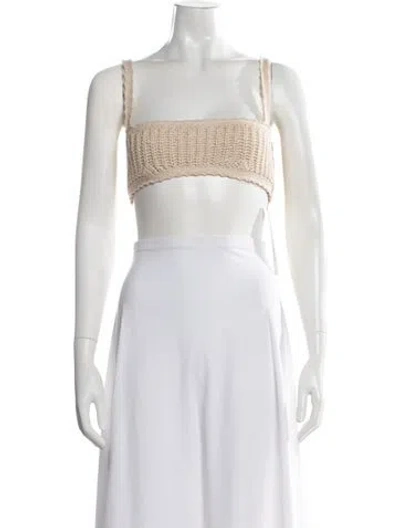 Pre-owned Alanui Square Neckline Sleeveless Crop Top In White