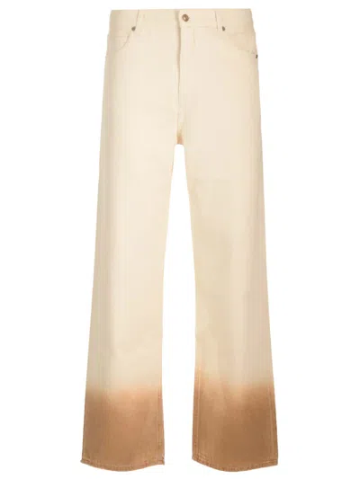 Alanui Straight Jeans With Dip-dye Effect In Beige