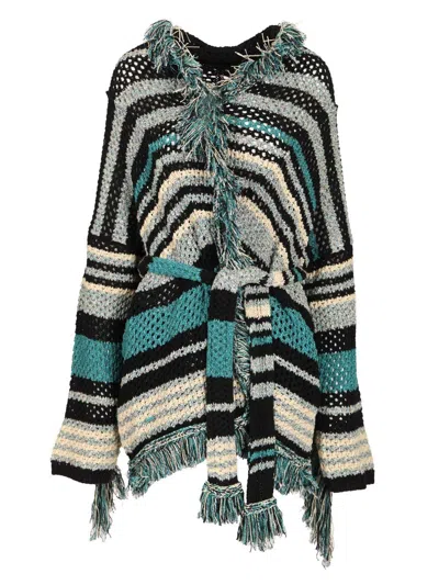Alanui Striped Cotton Cardigan Knitwear Multicolor