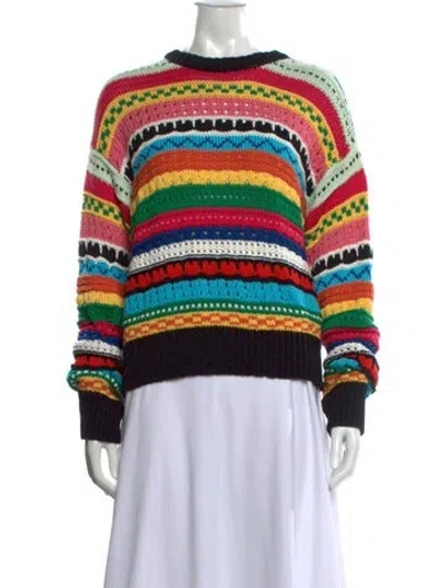 Pre-owned Alanui Striped Crew Neck Sweater In Multicolor