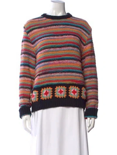 Pre-owned Alanui Striped Crew Neck Sweater In Multicolor